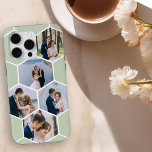 Honeycomb Foto Collage 5 Picture Sage Green Case-Mate iPhone Hülle<br><div class="desc">Erstellen Sie Ihre eigene Foto-Collage im Wabenmuster. Die Fotovorlage ist für Sie Set, 5 Ihrer Lieblingsbilder von Freunden, Familie, Haustieren, Ferien etc. hinzuzufügen. Ihre Bilder werden in Hexagon-Form dargestellt, um die Wabenbrille zu bilden und in Reihen von verlassen nach rechts zu arbeiten. Das Design ist in Weiß und Grün -...</div>