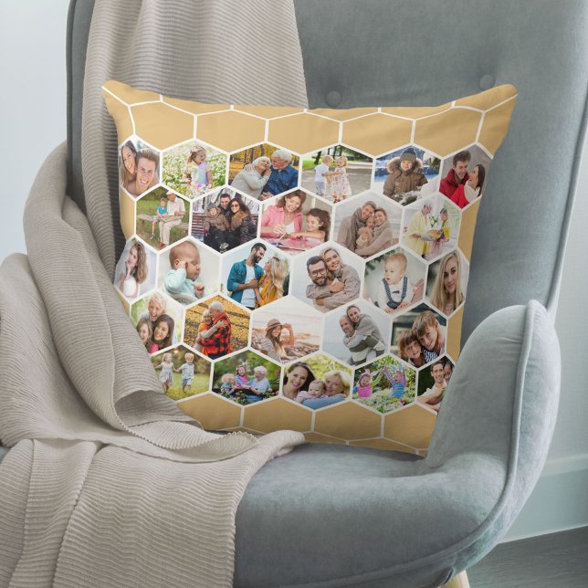 Honeycomb Foto Collage Honig Beige Multi Picture Kissen (Von Creator hochgeladen)