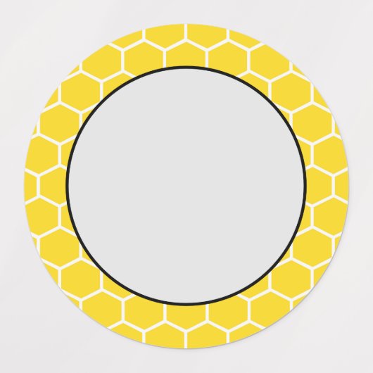 Honeycomb Geometric White Lines Bumblebe Etiketten (Design 1)