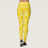 Honeycomb Geometric White Lines Bumblebee Leggings (Rückseite)