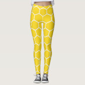 Honeycomb Geometric White Lines Bumblebee Leggings (Vorderseite)