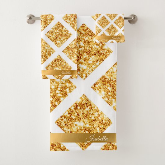 Honeycomb Gold Glitzer Boho Popular Collection Badhandtuch Set (Insitu)