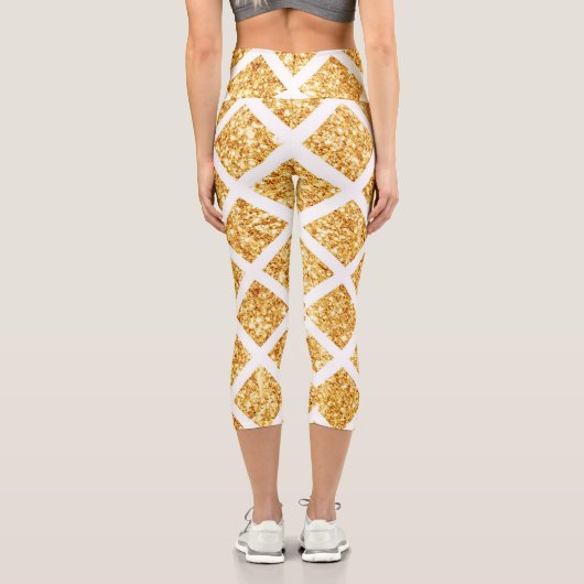 Honeycomb Gold Glitzer Boho Popular Collection Capri Leggings (Rückseite)