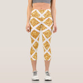 Honeycomb Gold Glitzer Boho Popular Collection Capri Leggings (Vorderseite)