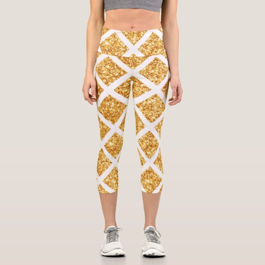 Honeycomb Gold Glitzer Boho Popular Collection Capri Leggings (Vorderseite)