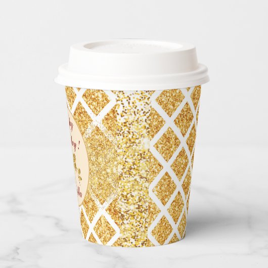 Honeycomb Gold Glitzer Boho Popular Collection Pappbecher (Links)