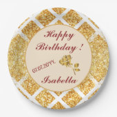 Honeycomb Gold Glitzer Boho Popular Collection Pappteller (Vorderseite)