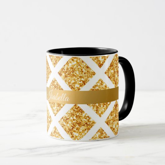 Honeycomb Gold Glitzer Boho Popular Collection Tasse (VorderseiteRechts)