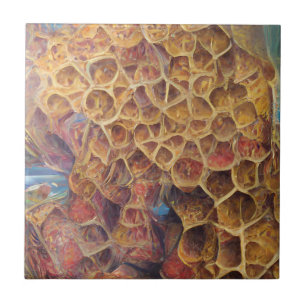 Honeycomb golden Zuhause abstrakte Digitalkunst Fliese