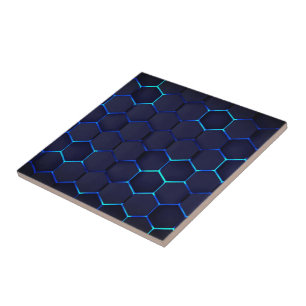 Honeycomb Grate - Art Blue Neon Fliese