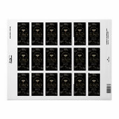 Honeycomb Heraldic Bee Honey Metallic Gold Black Adressaufkleber (Vorne)