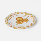 Honeycomb Honey Bee Niedlich Baby Dusche Pappteller (Schrägansicht)