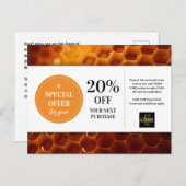 Honeycomb Honey Custom Coupon Discount Postcard Postkarte (Vorne/Hinten)