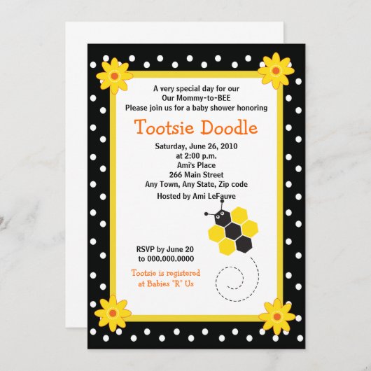 Honeycomb Hummel Bier 12x18 Baby Dusche Einladung (Vorne/Hinten)