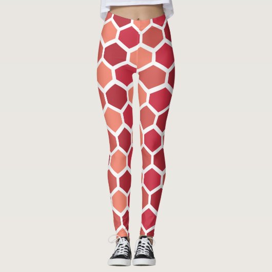 Honeycomb in Reds Leggings (Vorderseite)
