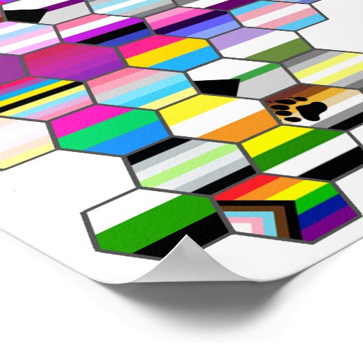 Honeycomb LGBT Prix Flag Poster (Ecke)