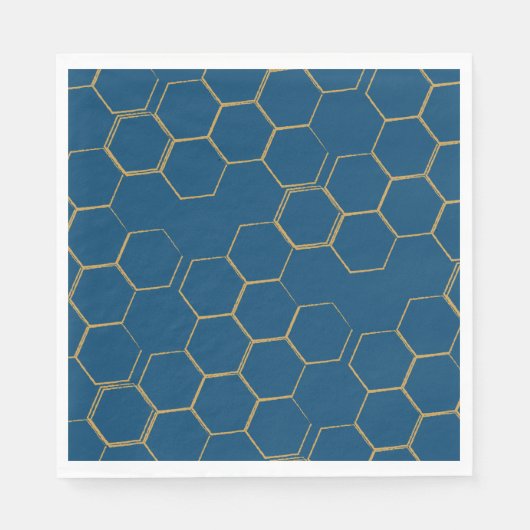 Honeycomb Line Zeichnend Indigo-Polterabend Serviette (Vorderseite)