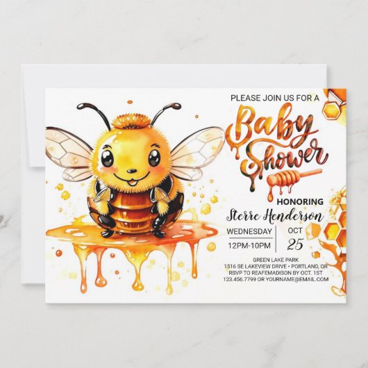 Honeycomb Magic Whimsical Baby Dusche Einladung (Vorderseite)