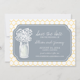 Honeycomb Mason Jar Wildblumen Save the Date