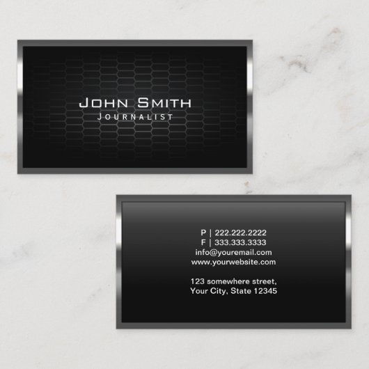 Honeycomb Metal Cells Journalist Business Card Visitenkarte (Vorne/Hinten)