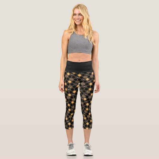 Honeycomb Muster Capri Leggings (Vorderseite)