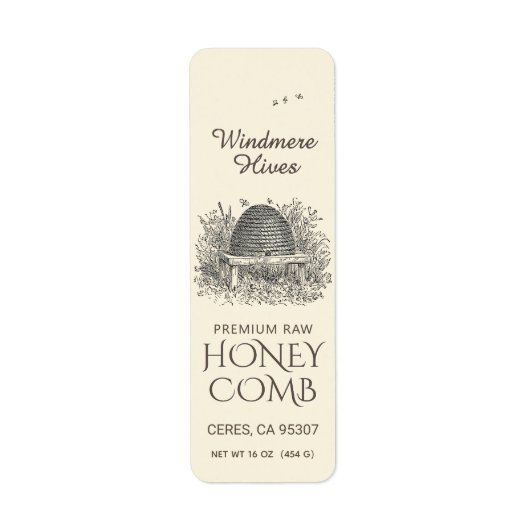 Honeycomb Skep Rücksendeadresse Label Elfenbein (Vorne)