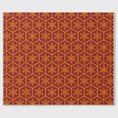 Honeycomb Snowflake Maroon Gelbes Muster Elegant Geschenkpapier (Flach)