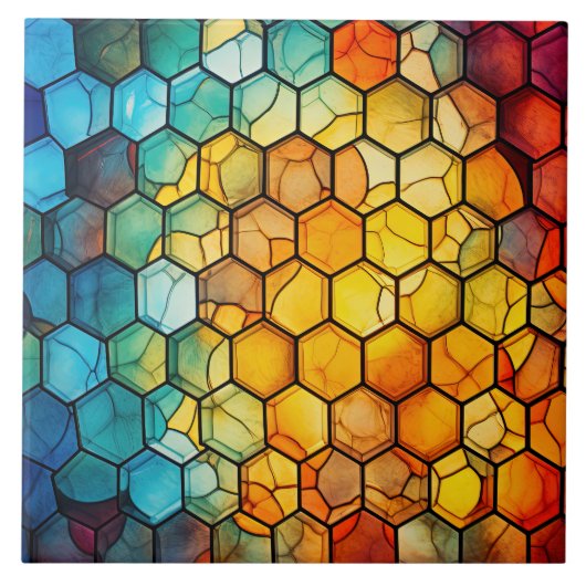 Honeycomb Stained Glass  Fliese (Vorderseite)