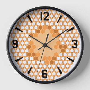 Honeycomb Wall Clock - Modern Bee Theme Hexagon Uhr
