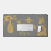 Honeycomb Wildlflower Gray Schreibtischunterlage (Tastatur & Maus)