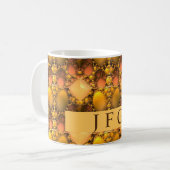Honeycomb Yellow Fraktal Art Monogram Kaffeetasse (Vorderseite Links)