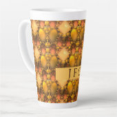 Honeycomb Yellow Fraktal Art Monogram Milchtasse (Linke Ecke)