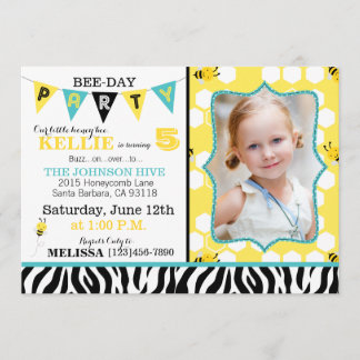 Honeycomb Zebra Print Bumble Bee Birthday Einladun Einladung