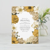 Honeydew Cream, Warm Oat & Dijon Bloom Wedding Einladung (Stehend Vorderseite)