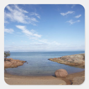 Honeymoon Bay, Coles Bay, Freycinet Nationalpark Quadratischer Aufkleber