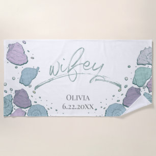 Honeymoon Beach WIFEY Aquamarin Lilac Modern Seash Strandtuch