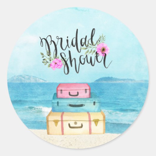 Honeymoon Bridal Dusche Einladungs-Aufkleber Runder Aufkleber (Vorderseite)