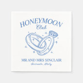 Honeymoon Club Retro Wedding Rings Serviette (Vorderseite)