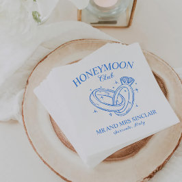 Honeymoon Club Retro Wedding Rings Serviette
