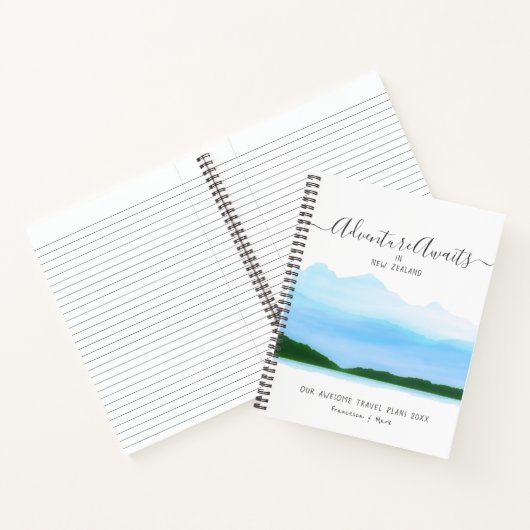 Honeymoon Couple Pläne Blue Watercolor Name Notizblock (Innenseite)