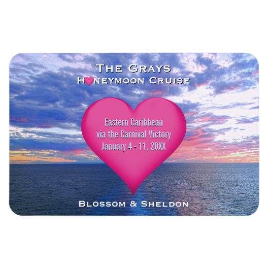 Honeymoon Cruise Heart Stateroom Dooom Sunset Magnet (Horizontal)