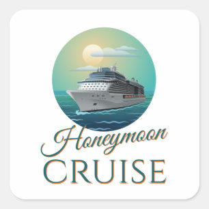 Honeymoon Cruise Neu verheiratete Paare Quadratischer Aufkleber