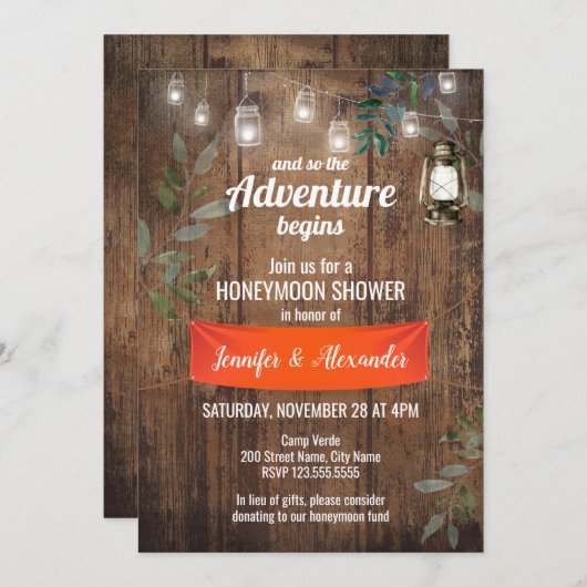 Honeymoon-Dusche Einladung (Vorne/Hinten)