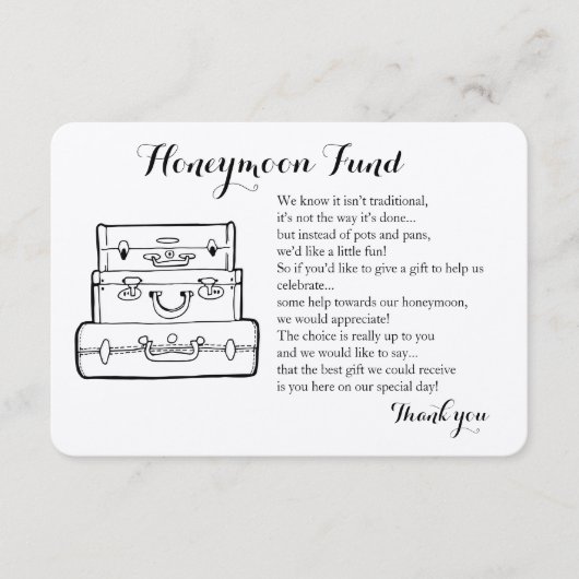 Honeymoon Fond Anfrage Hochzeitskarte Begleitkarte (Vorderseite)