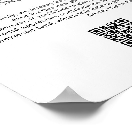 Honeymoon-Fonds moderner Bargeldcode Poster (Ecke)