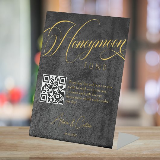 Honeymoon Fun Calligraphy Script QR Code Wedding Sockelschild