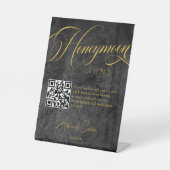 Honeymoon Fun Calligraphy Script QR Code Wedding Sockelschild (Vorderseite)