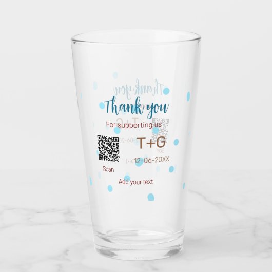 Honeymoon Fund Add Q R Codelame Name Hochzeit Glas (Vorderseite)