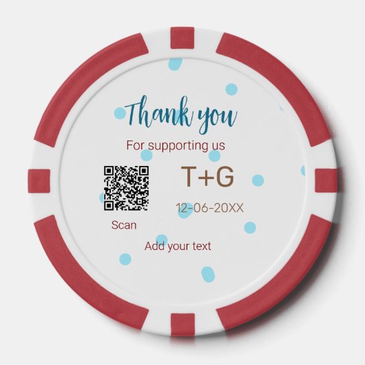 Honeymoon Fund Add Q R Codelame Name Hochzeit Pokerchips (Vorderseite)