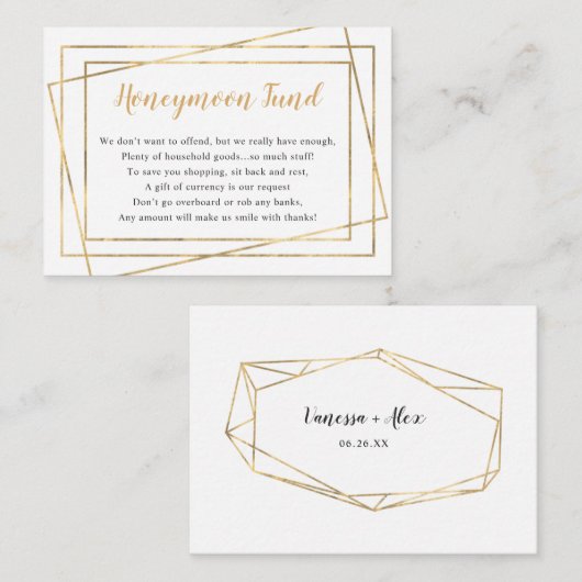Honeymoon Fund Brautparty oder Hochzeit Begleitkarte (Vorne/Hinten)